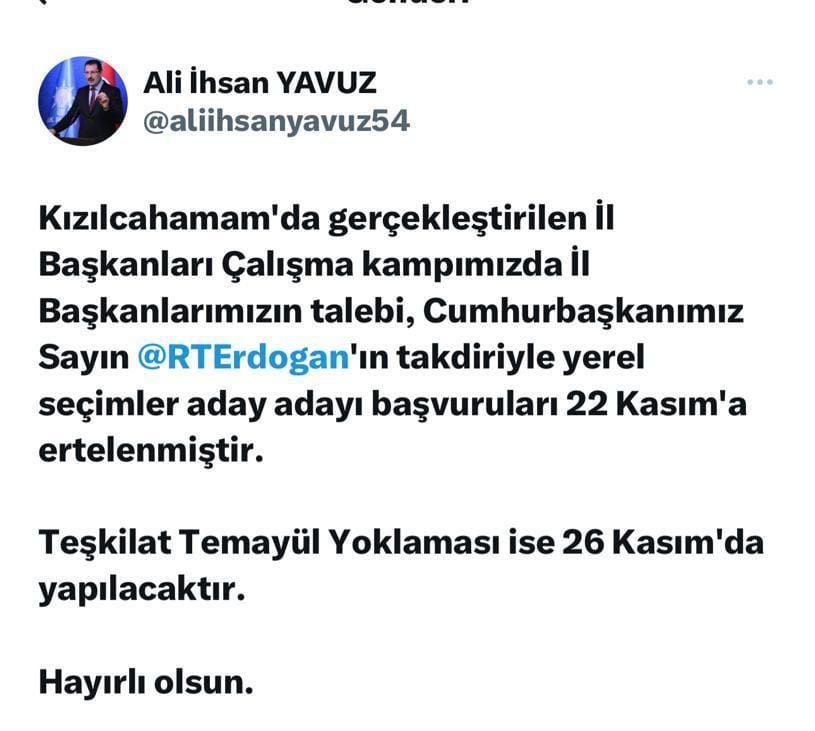 Süreç 22 Kasım’a kadar uzatıldı