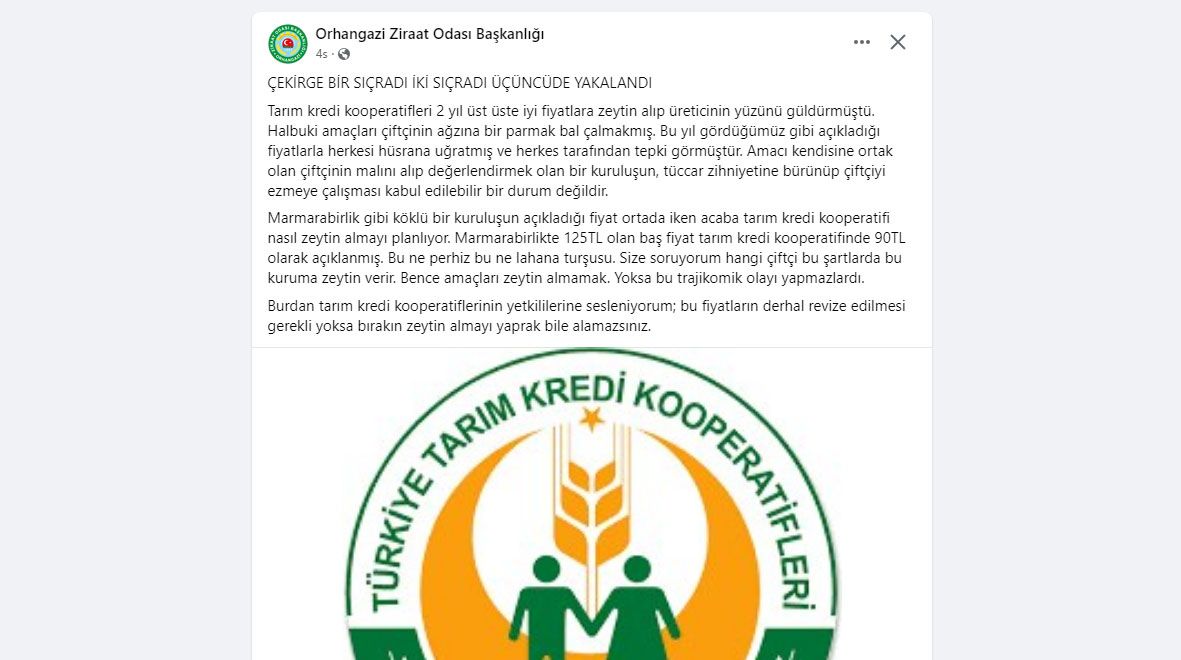 Ziraat Odası’ndan Tarım Kredi’ye fiyat tepkisi